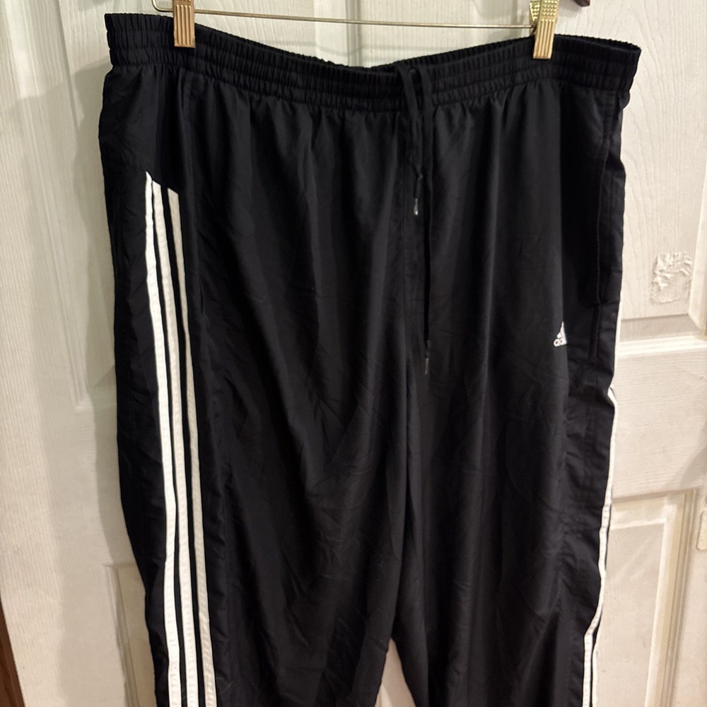 Adidas Mens Black  3 Striped Jogger Track Pants Size XXL Zip Ankle